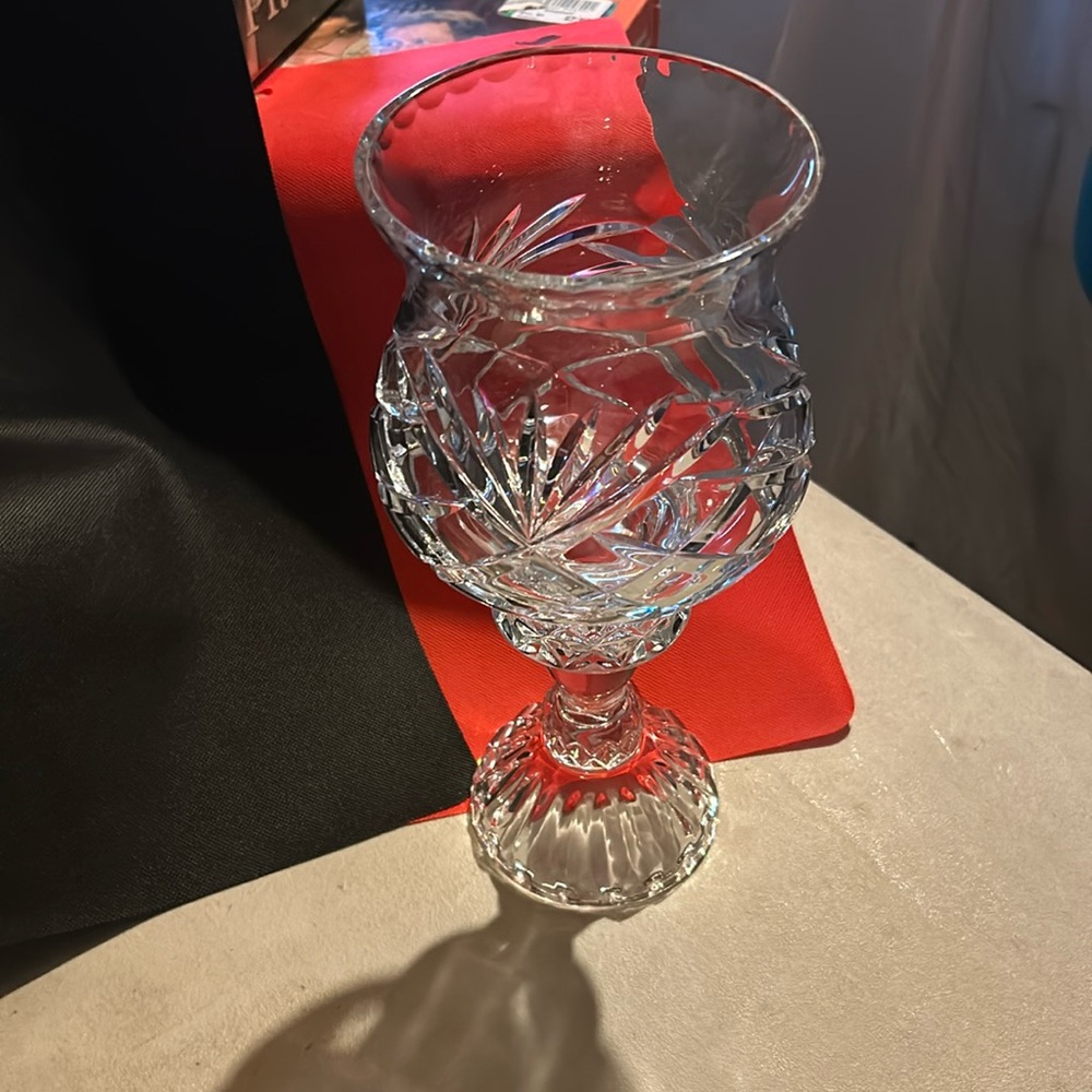 RARE FIND. Vintage cut crystal glass hurricane candle holder. EXCUISITE